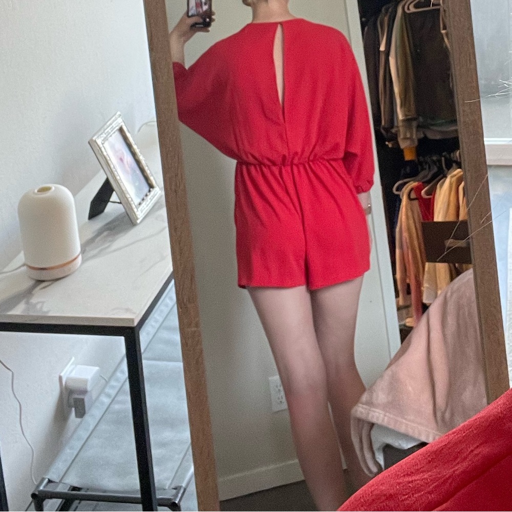 Zara Red Romper With Slightly Open Back Detail In… - image 4